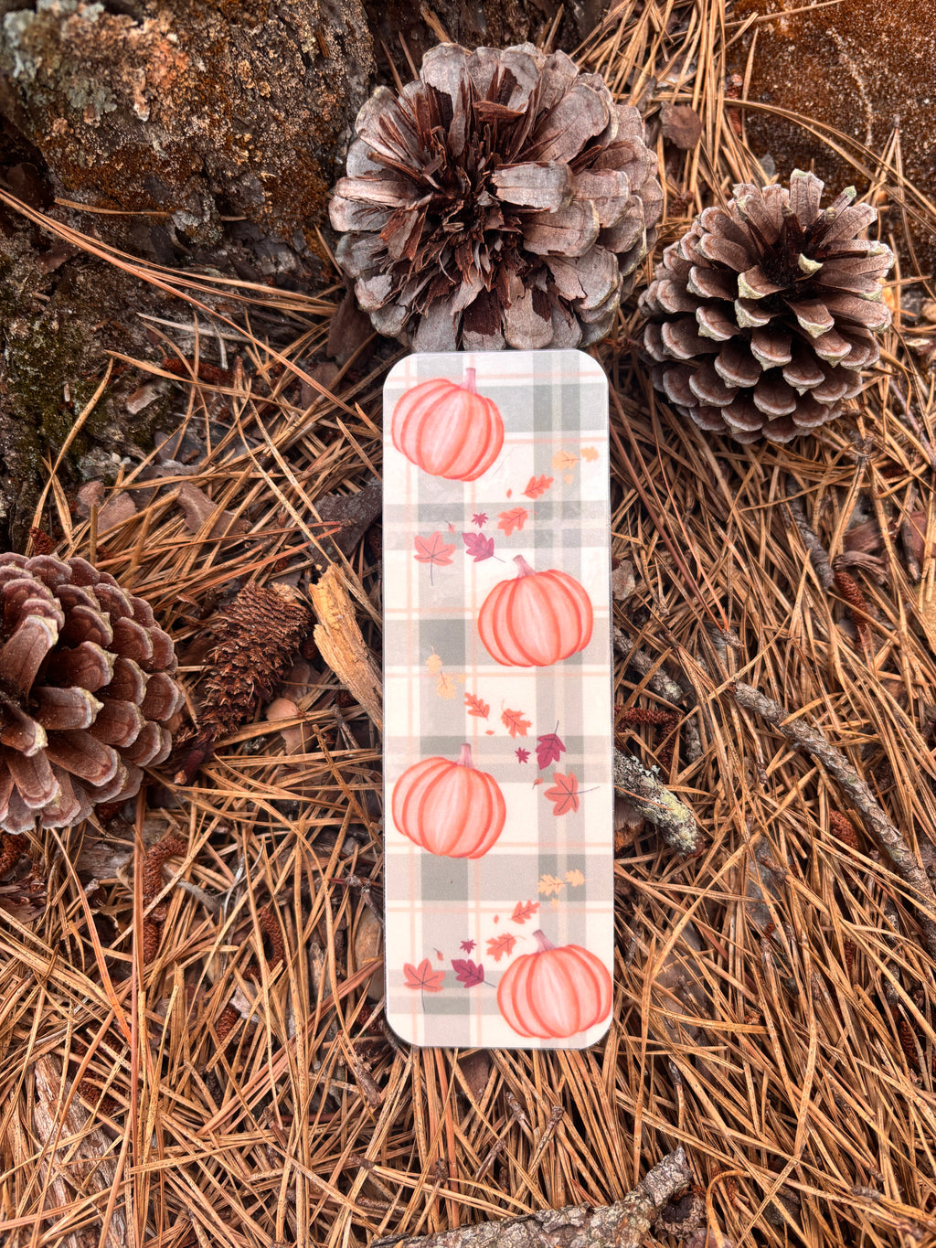 Fall pumpkins bookmark