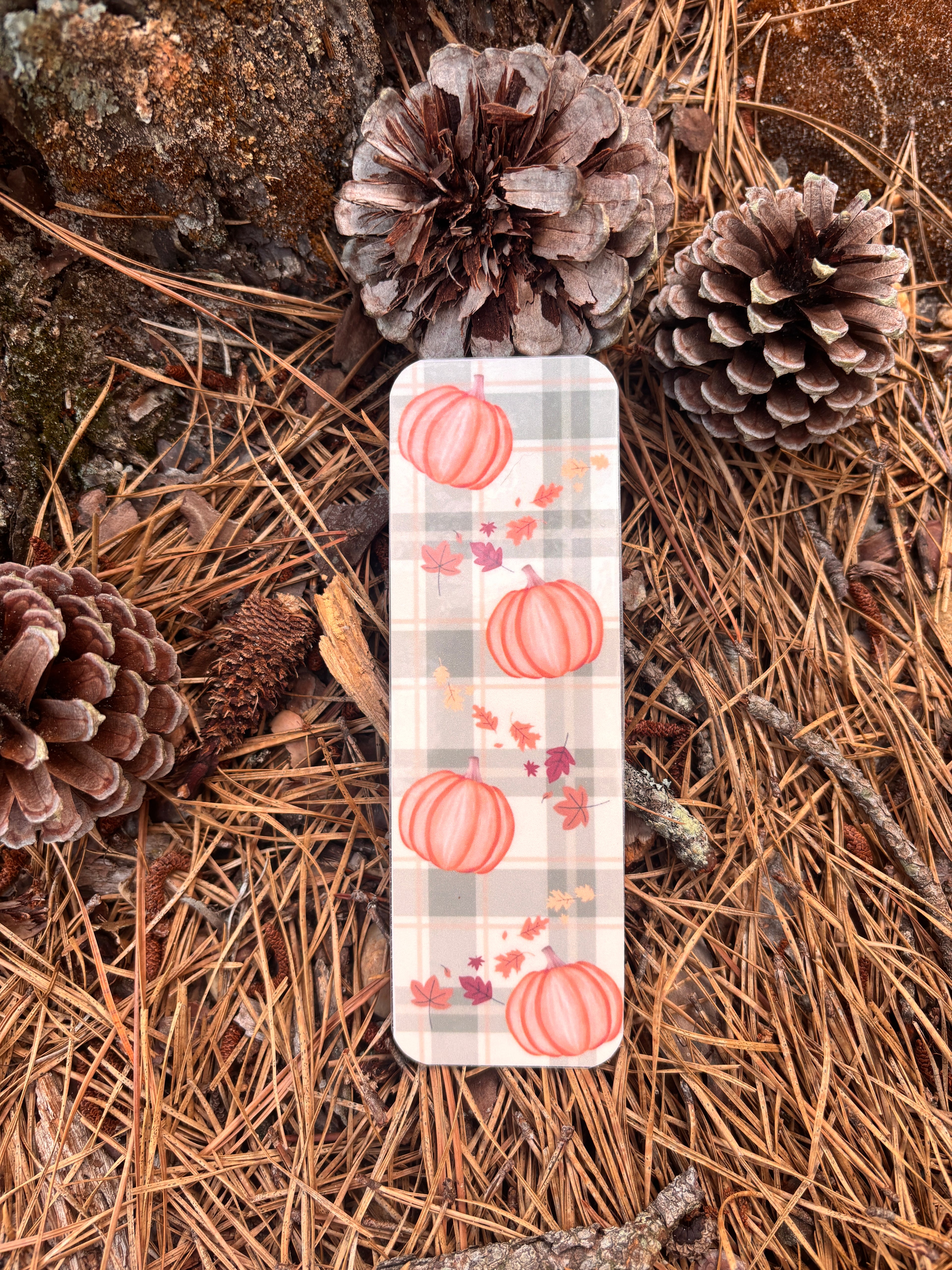 Fall pumpkins bookmark