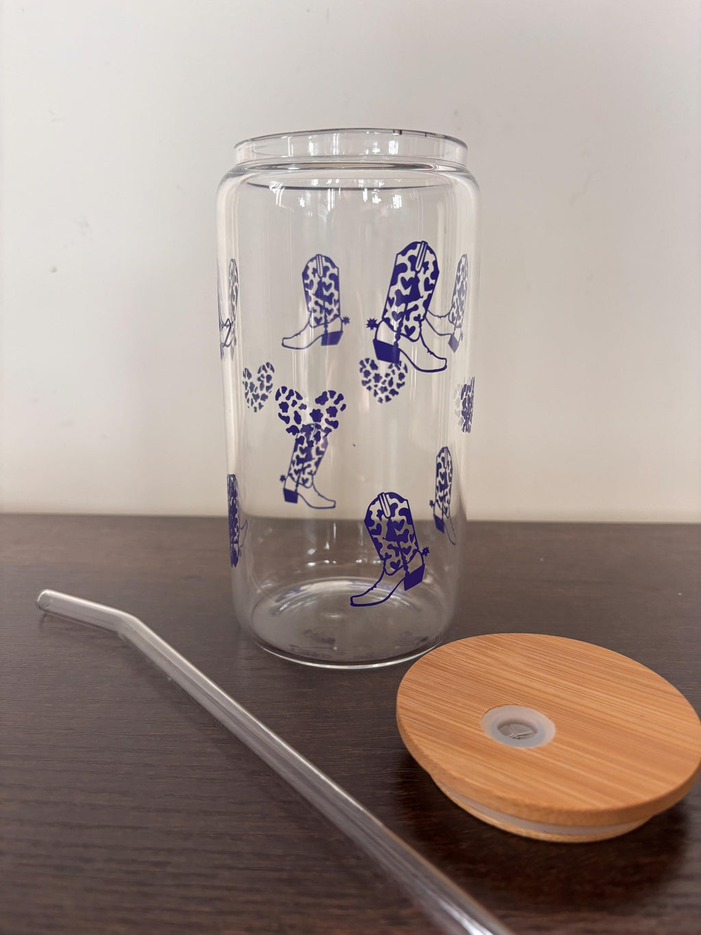 Cowgirl Boots & Cow Print Hearts 16oz Glass or Plastic Tumbler – Country Gift