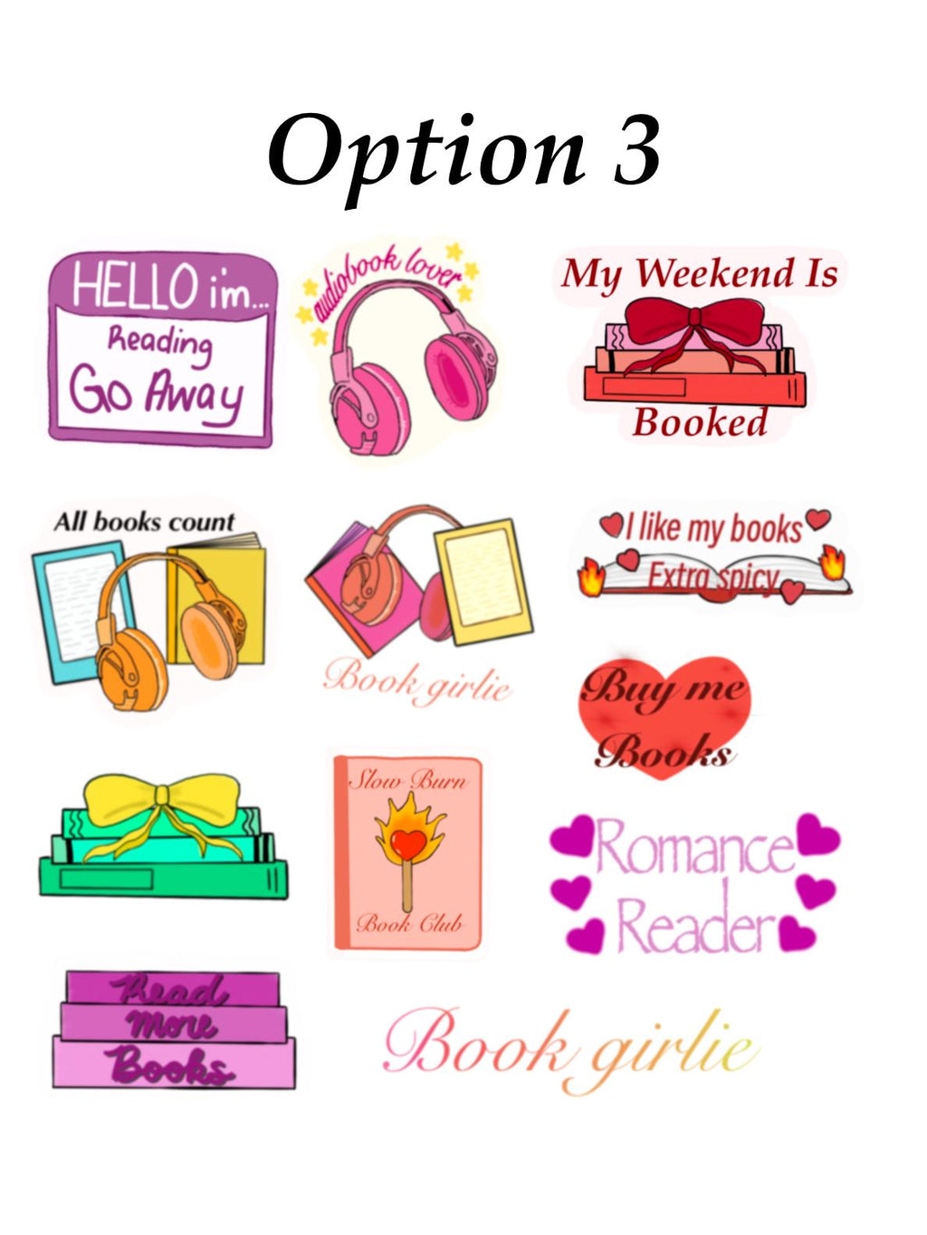 Romance Book Vinyl Sticker Set – All Books & Romance Readers Designs | FREE Bonus Sticker