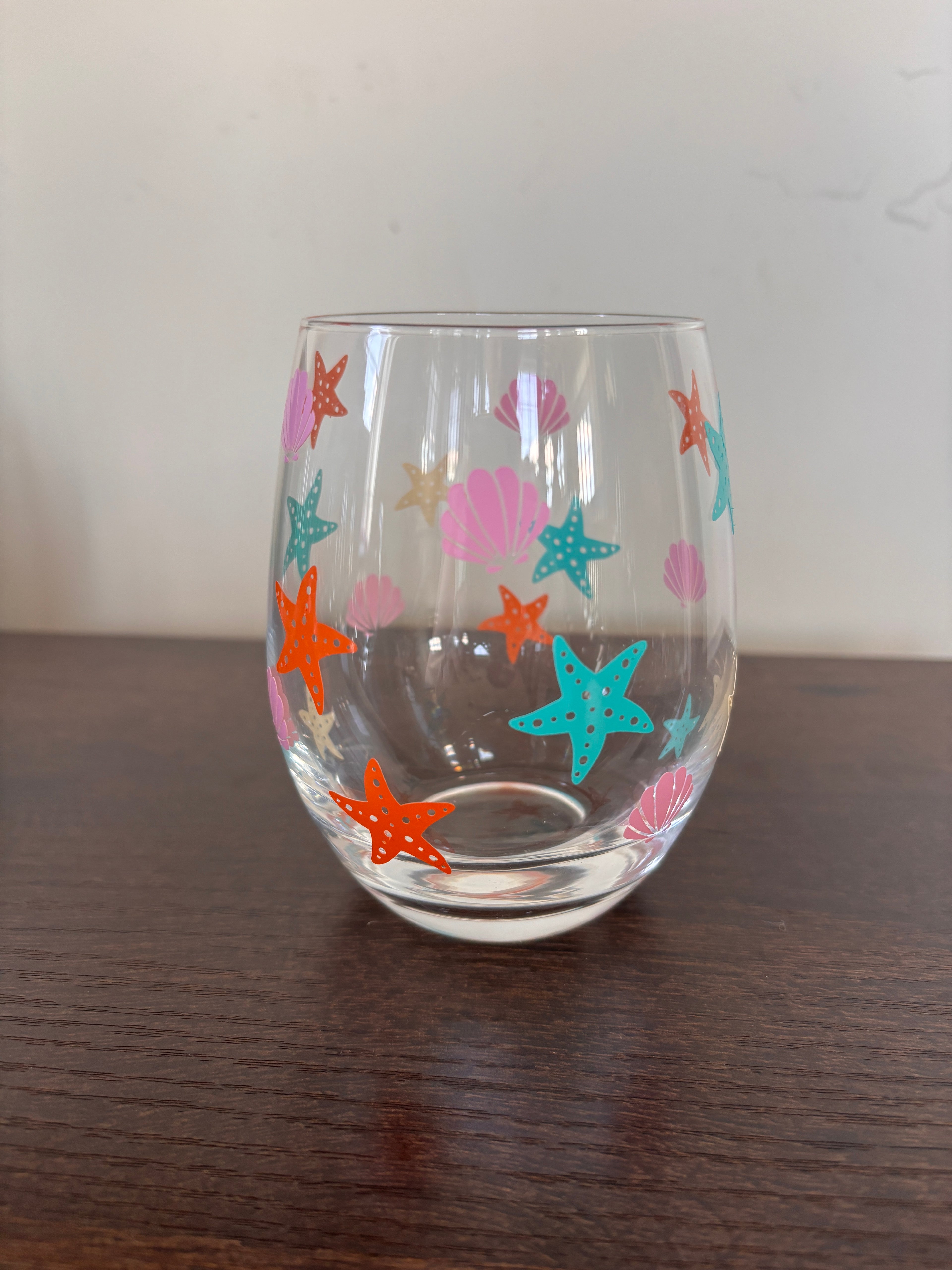 Seashell stemless wine glass