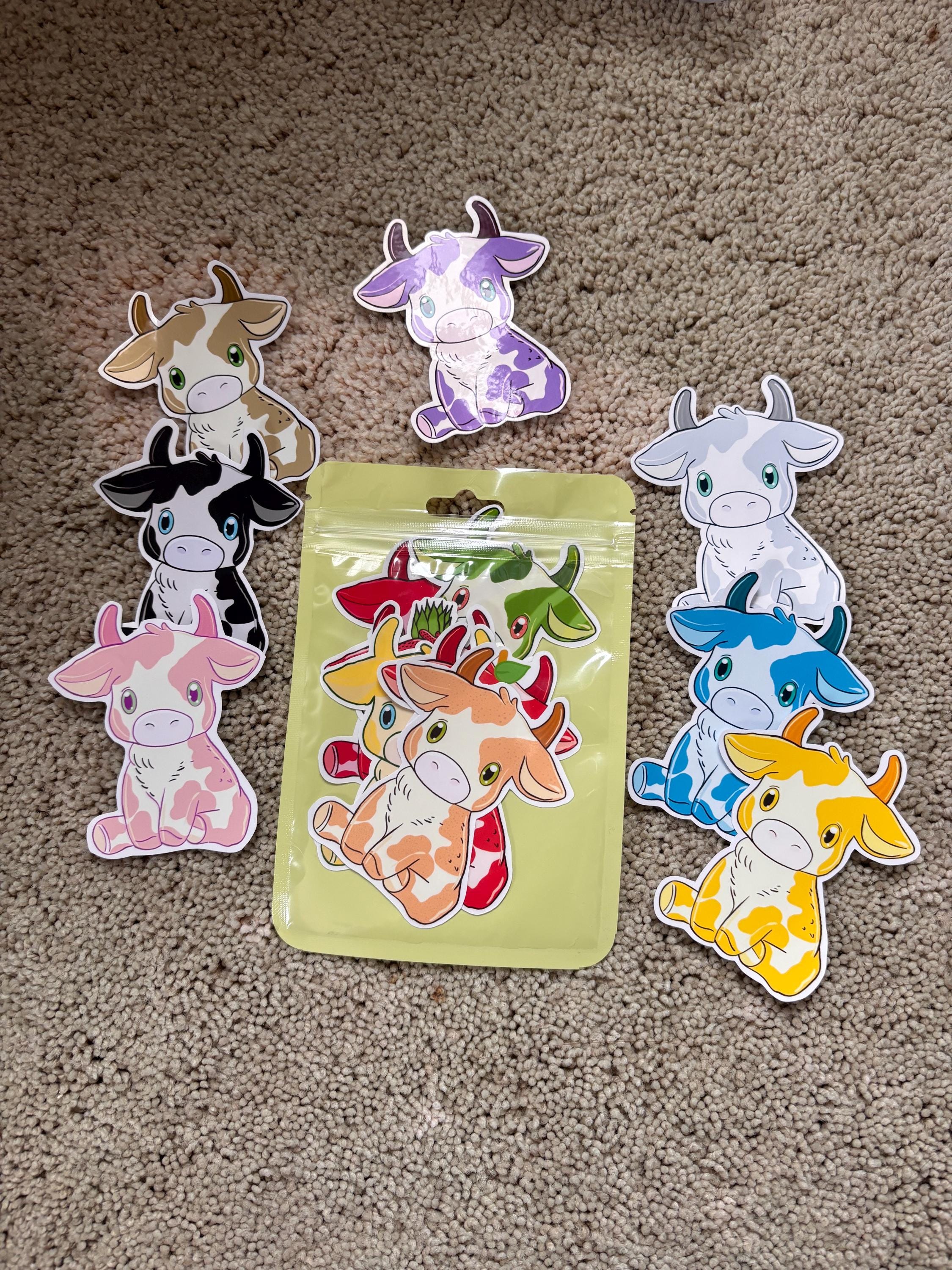 Fruit Cow Vinyl Sticker Set – Cute Kawaii Cow Stickers with FREE Bonus Sticker
