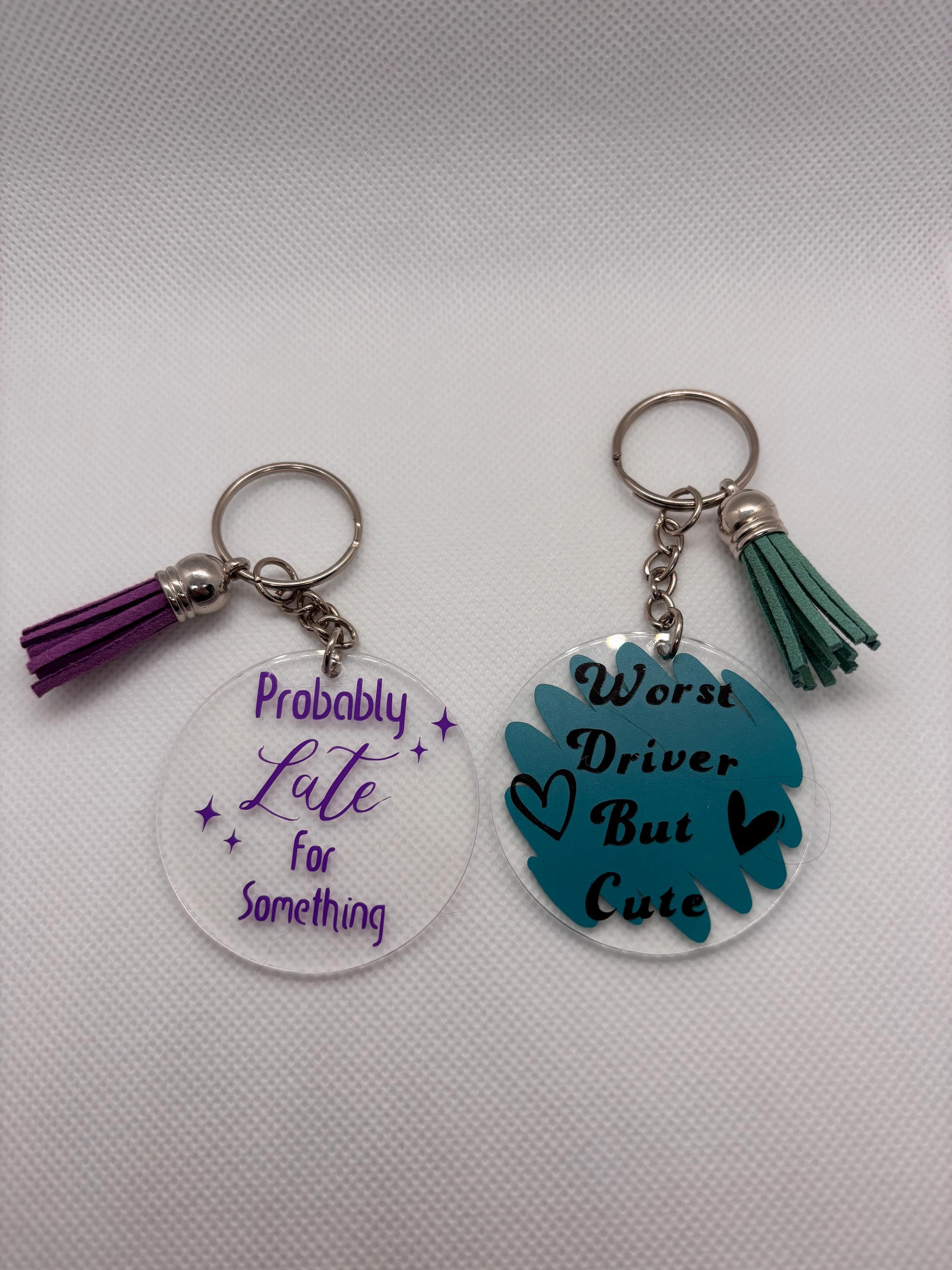 Vinyl Design Keychain with Tassel – 12 Designs to Choose From | Cute Gift