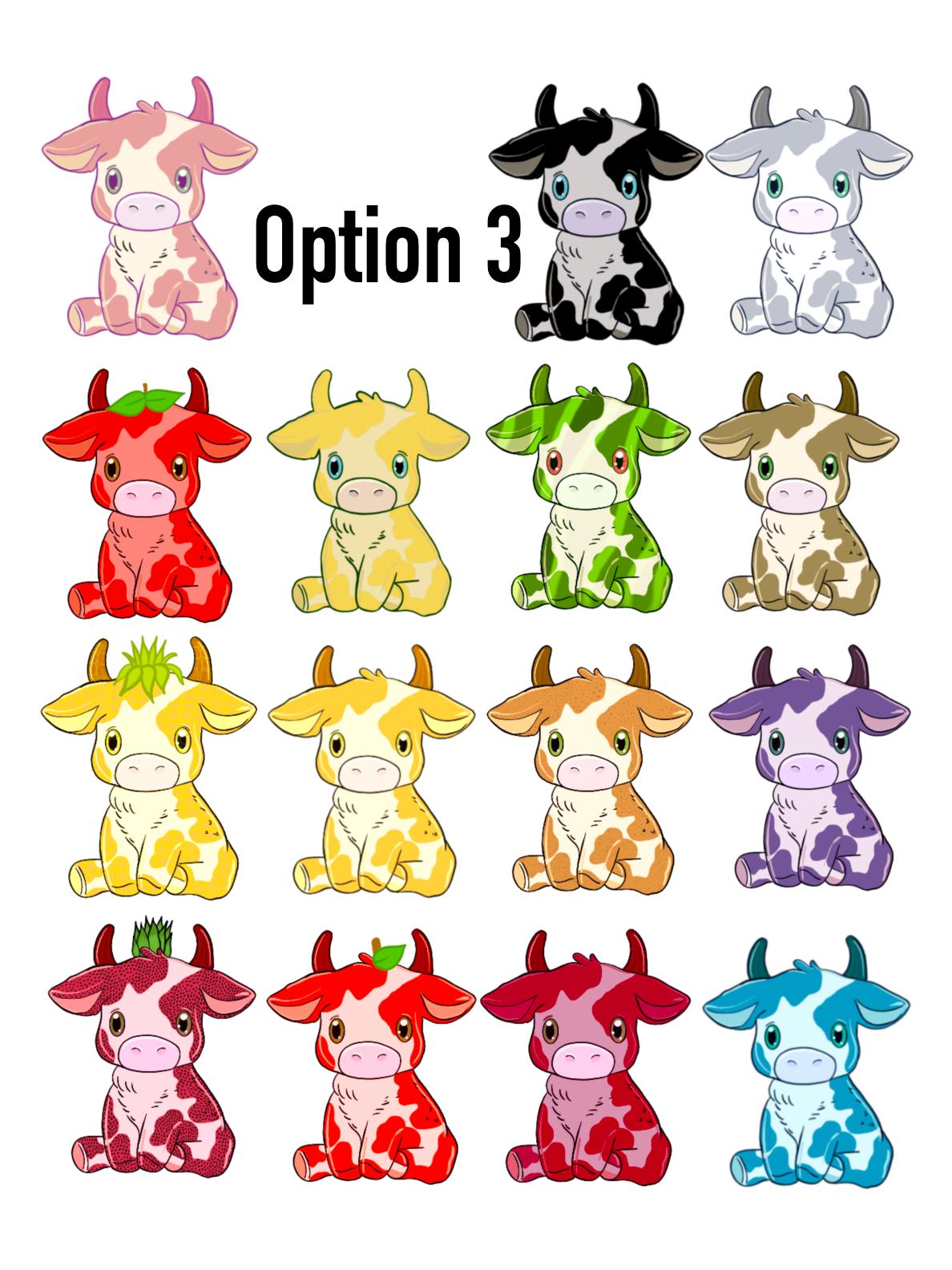 Fruit Cow Vinyl Sticker Set – Cute Kawaii Cow Stickers with FREE Bonus Sticker