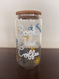 Books & Coffee 16oz Glass or Plastic Tumbler with Lid and Straw – Reader Gift