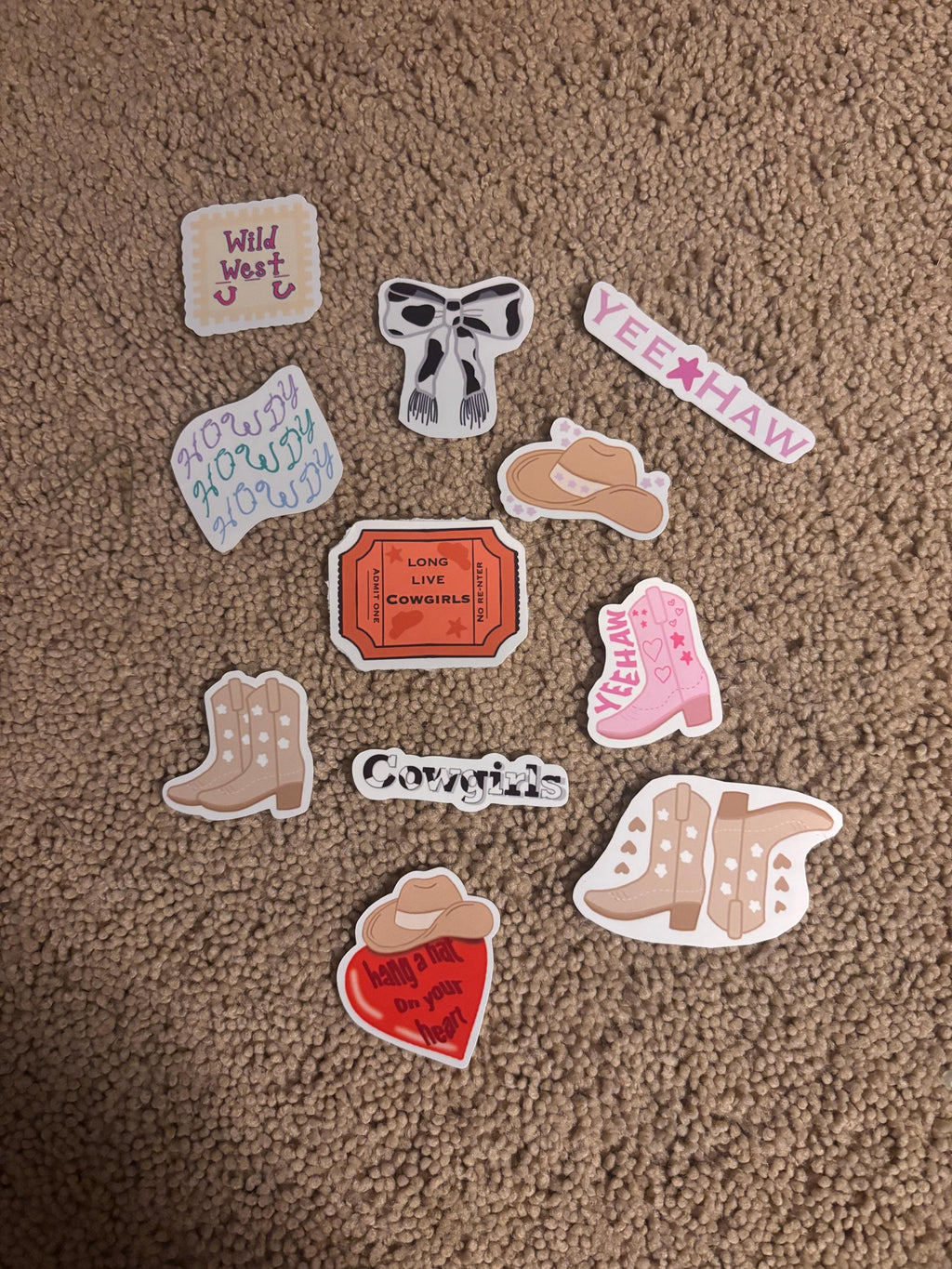 Cowgirl Vinyl Sticker Set – Wild West, Yeehaw, Boots & Hats | Country Gift with FREE Sticker
