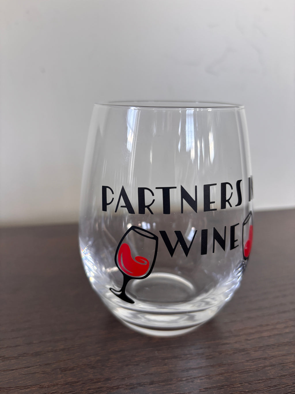 Partners in wine stemless wine glass