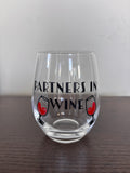 Partners in wine stemless wine glass