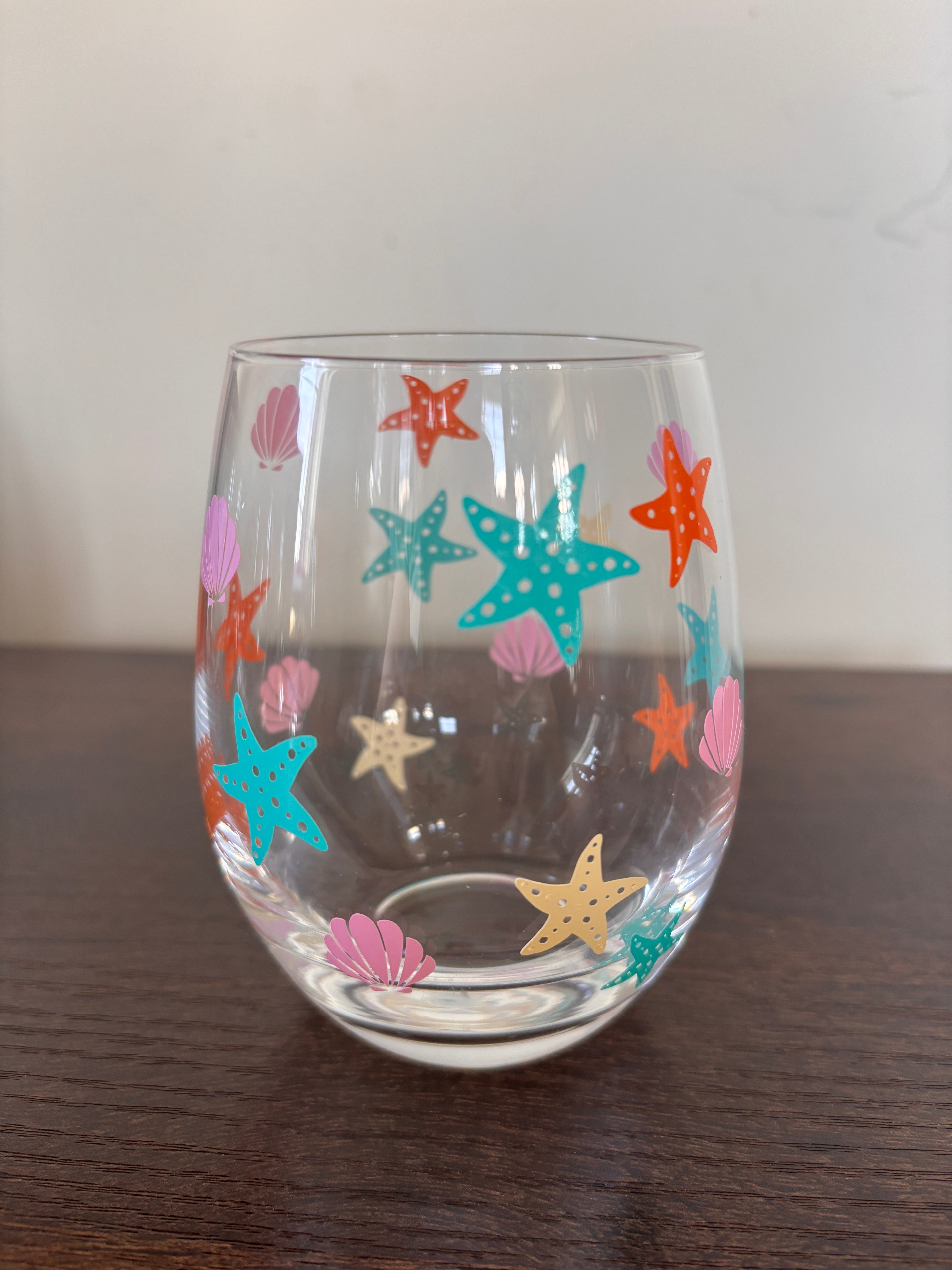 Seashell stemless wine glass