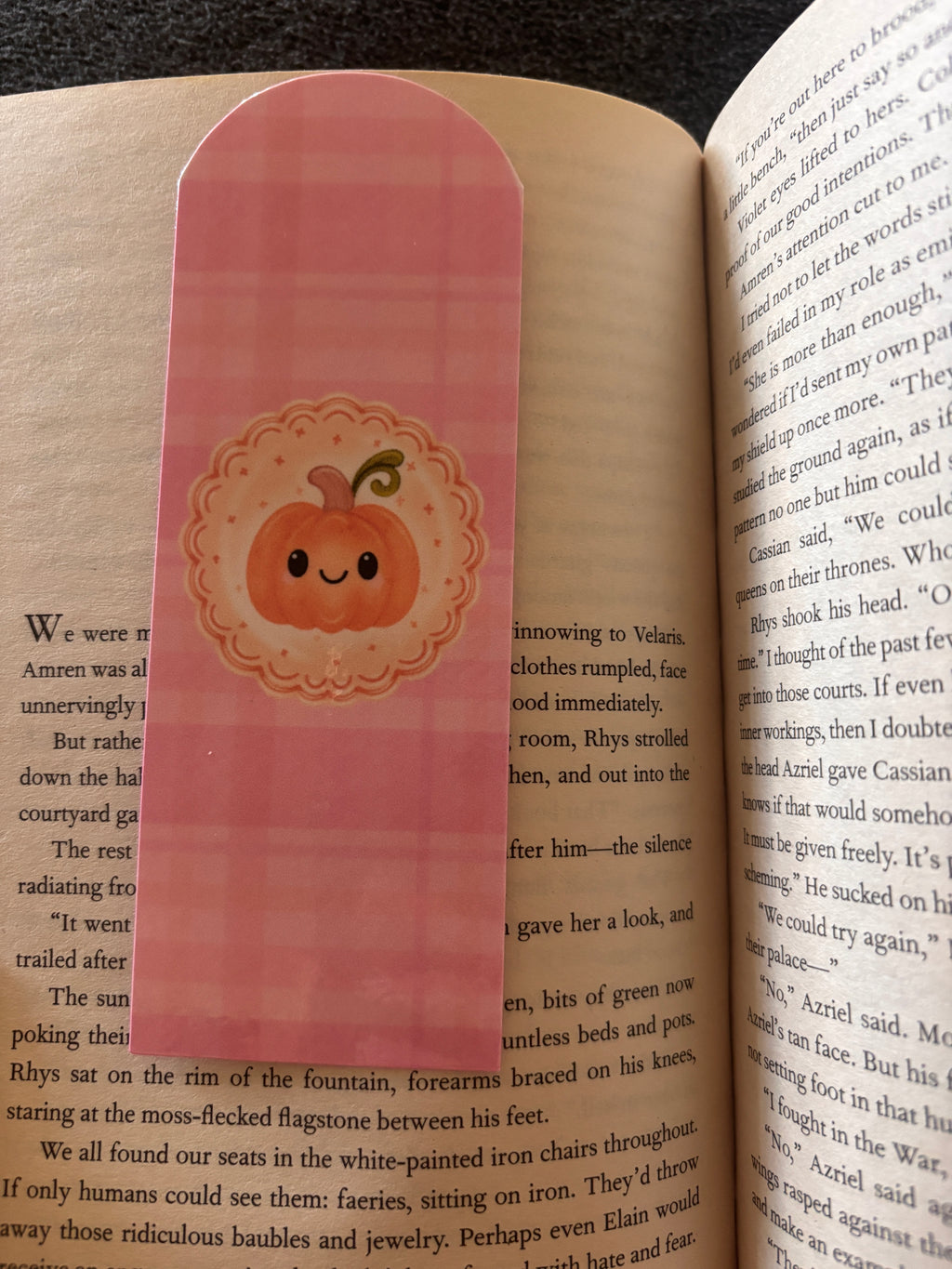 Plaid and pumpkin bookmark