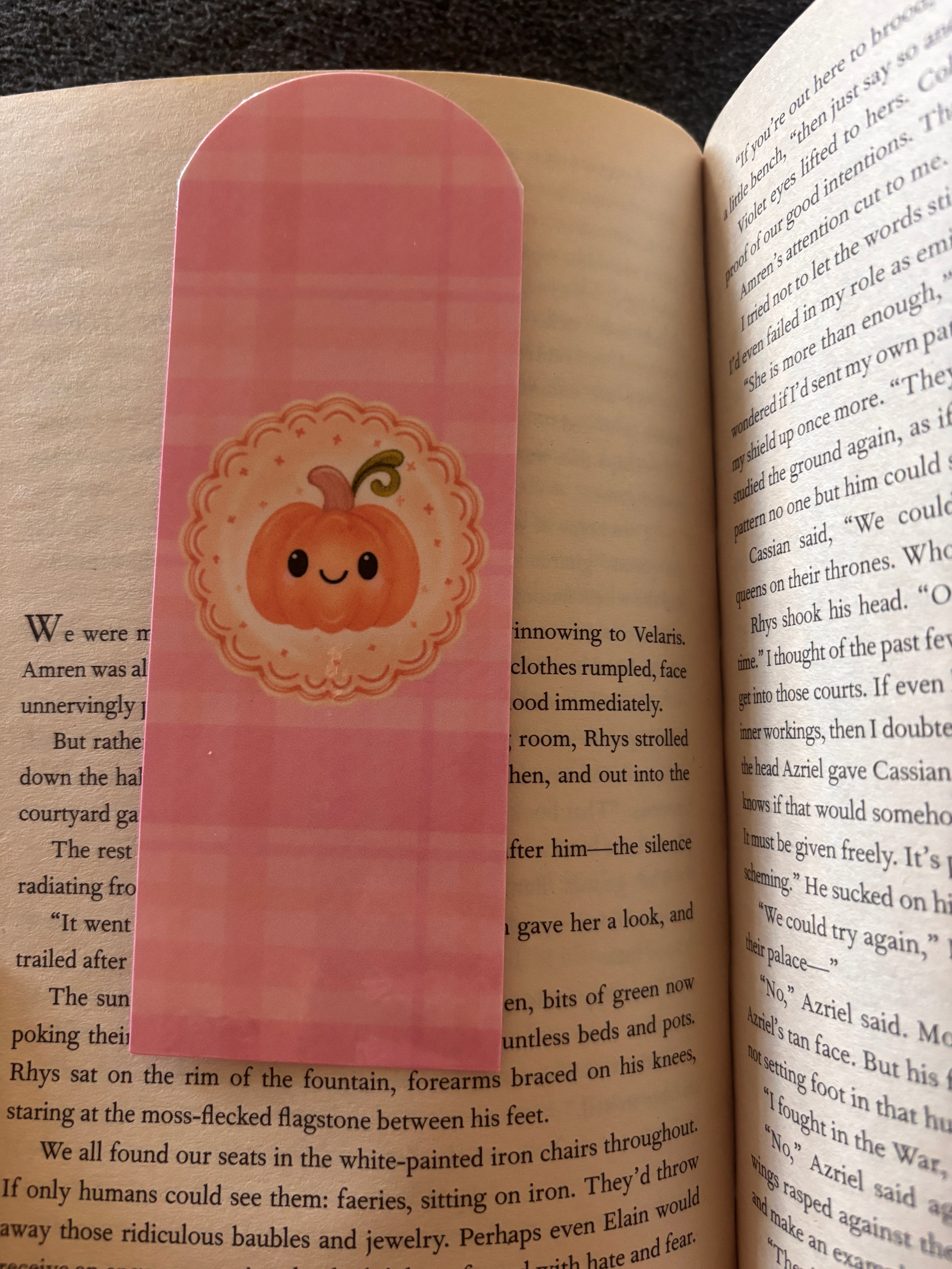 Plaid and pumpkin bookmark