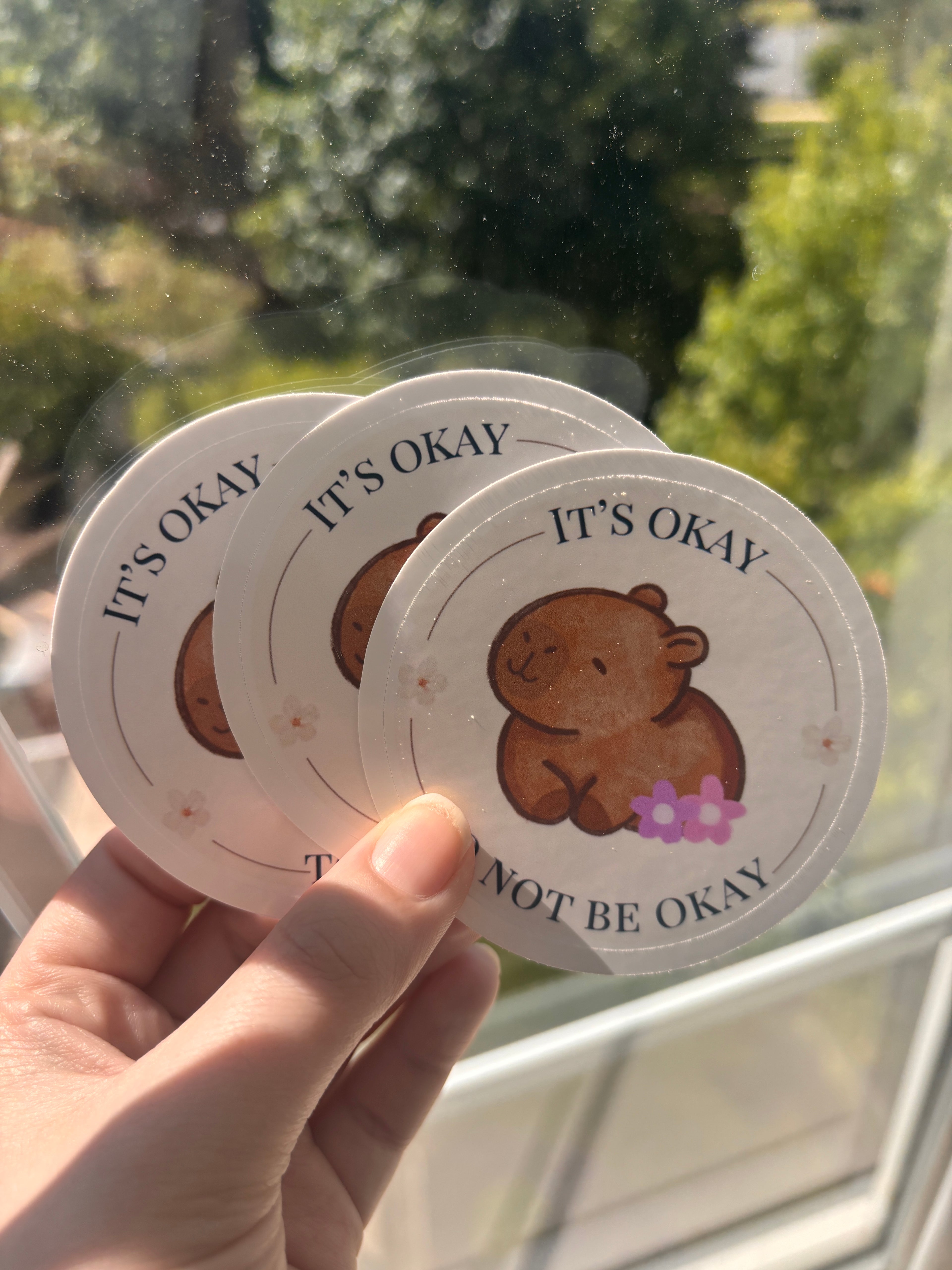 It's Okay to Not Be Okay Capybara Vinyl Sticker – Waterproof Mental Health Sticker