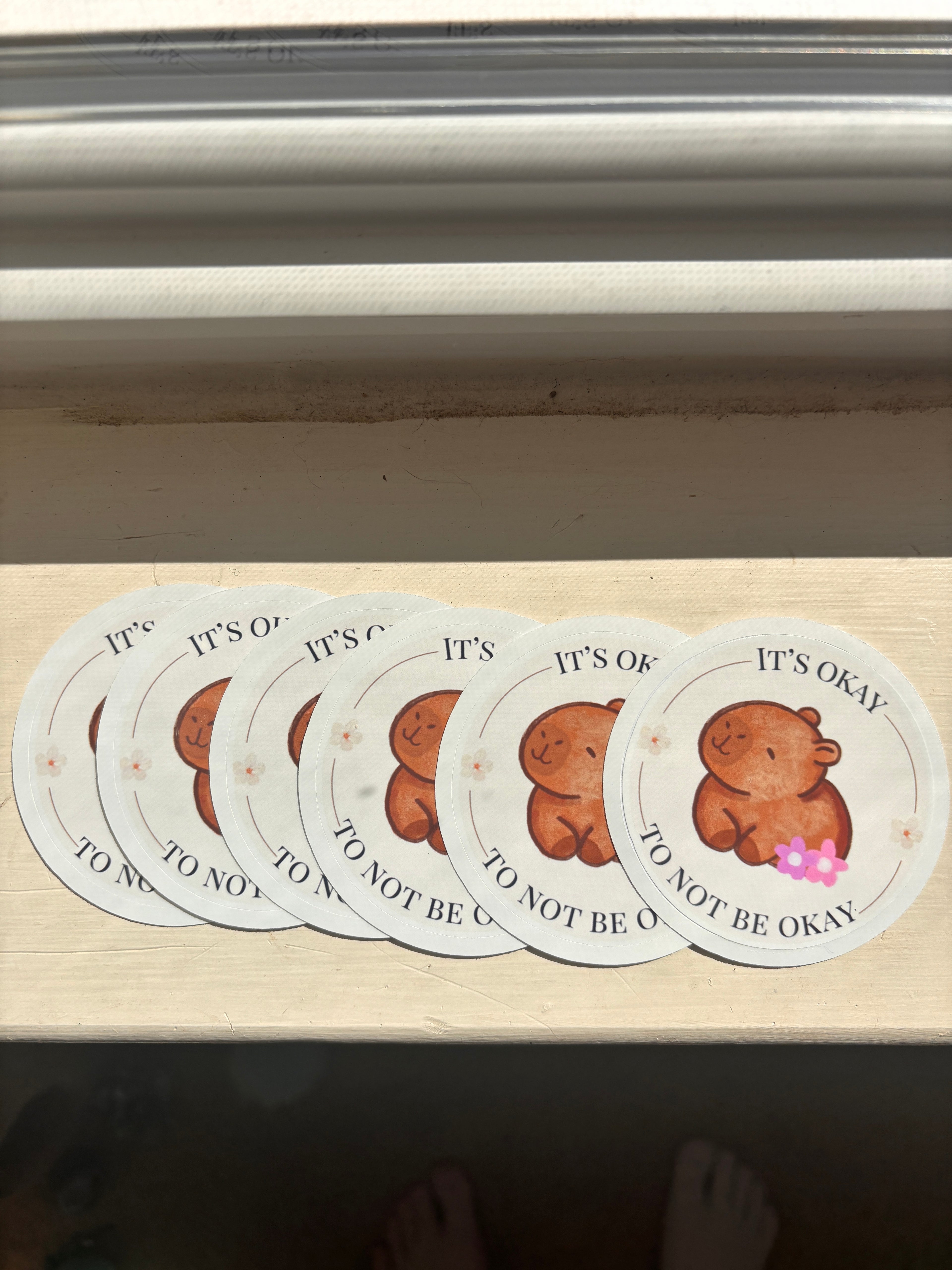 It's Okay to Not Be Okay Capybara Vinyl Sticker – Waterproof Mental Health Sticker