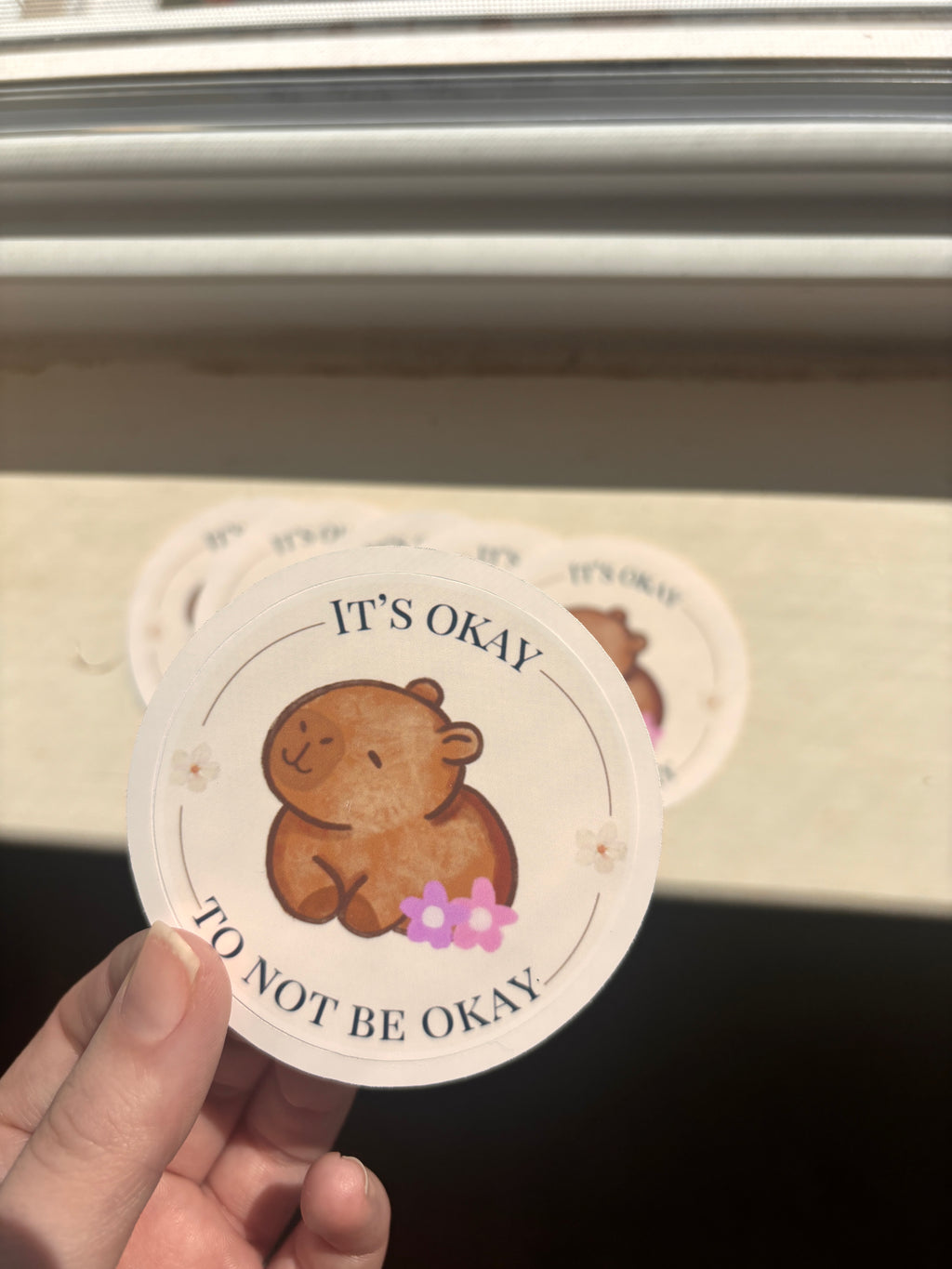 It's Okay to Not Be Okay Capybara Vinyl Sticker – Waterproof Mental Health Sticker