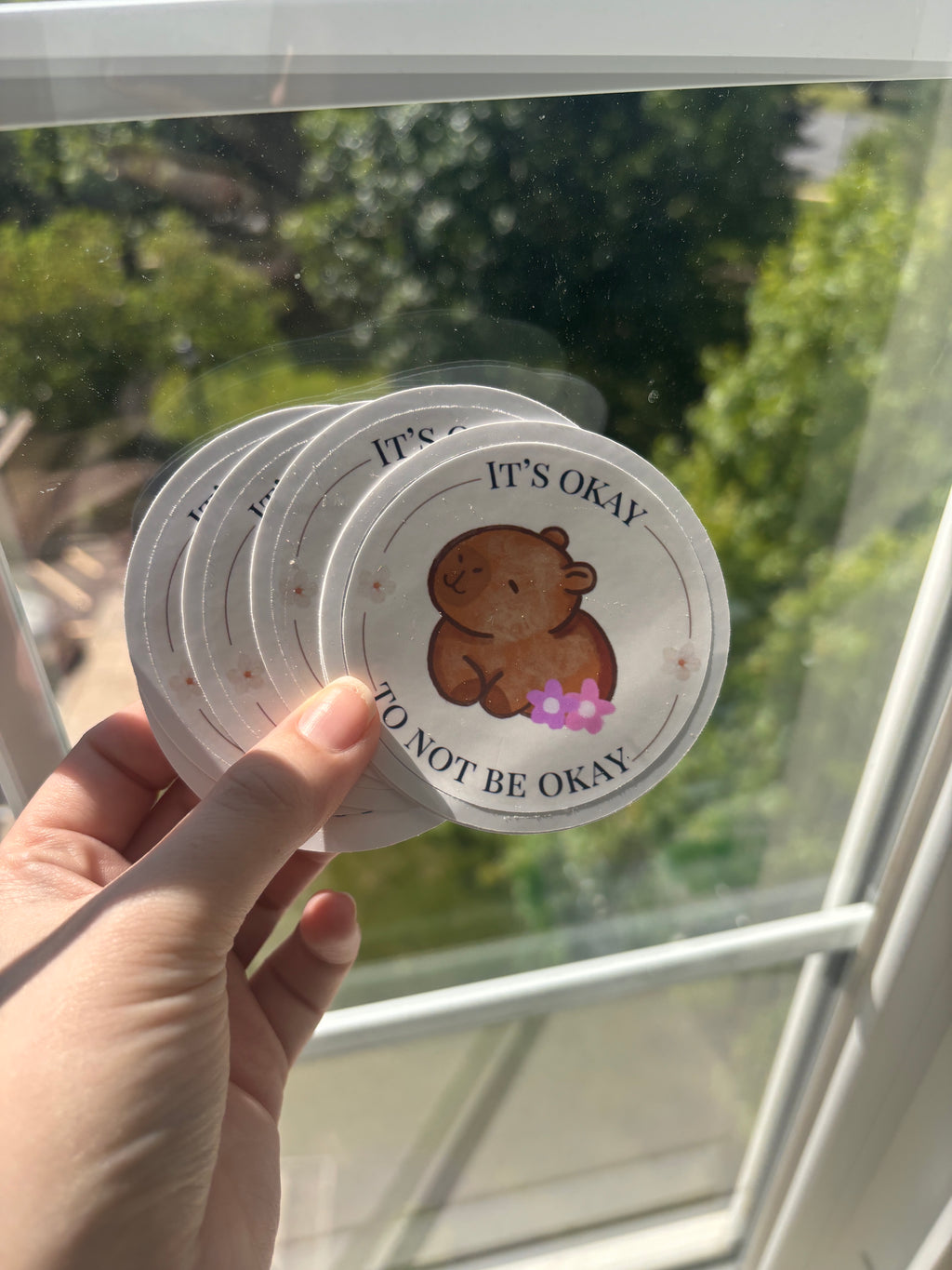 It's Okay to Not Be Okay Capybara Vinyl Sticker – Waterproof Mental Health Sticker