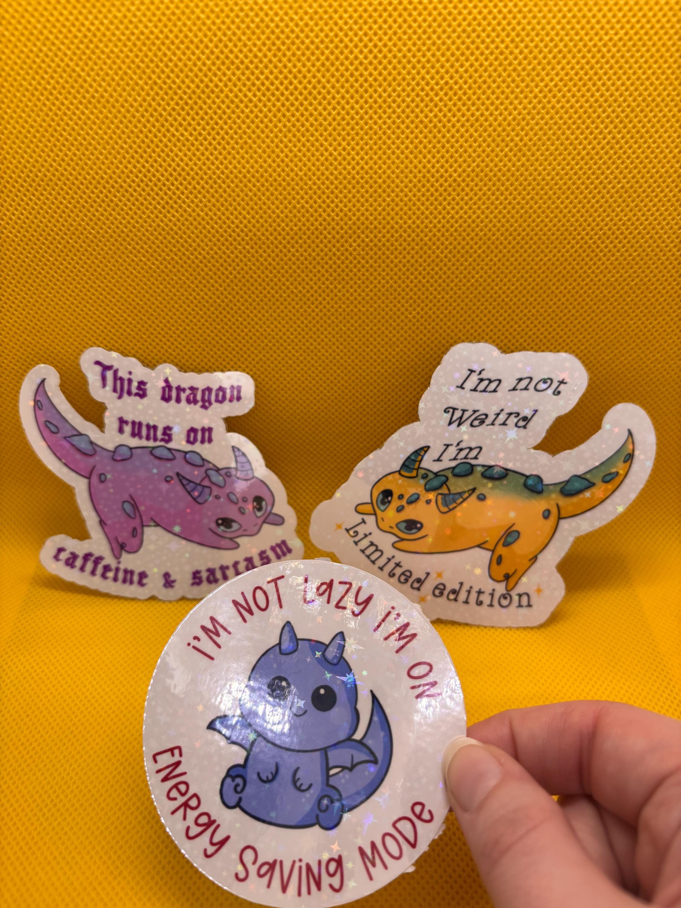 Sparkling Dragon Stickers with Glitter Top Coat – Funny & Cute Vinyl Sticker Set