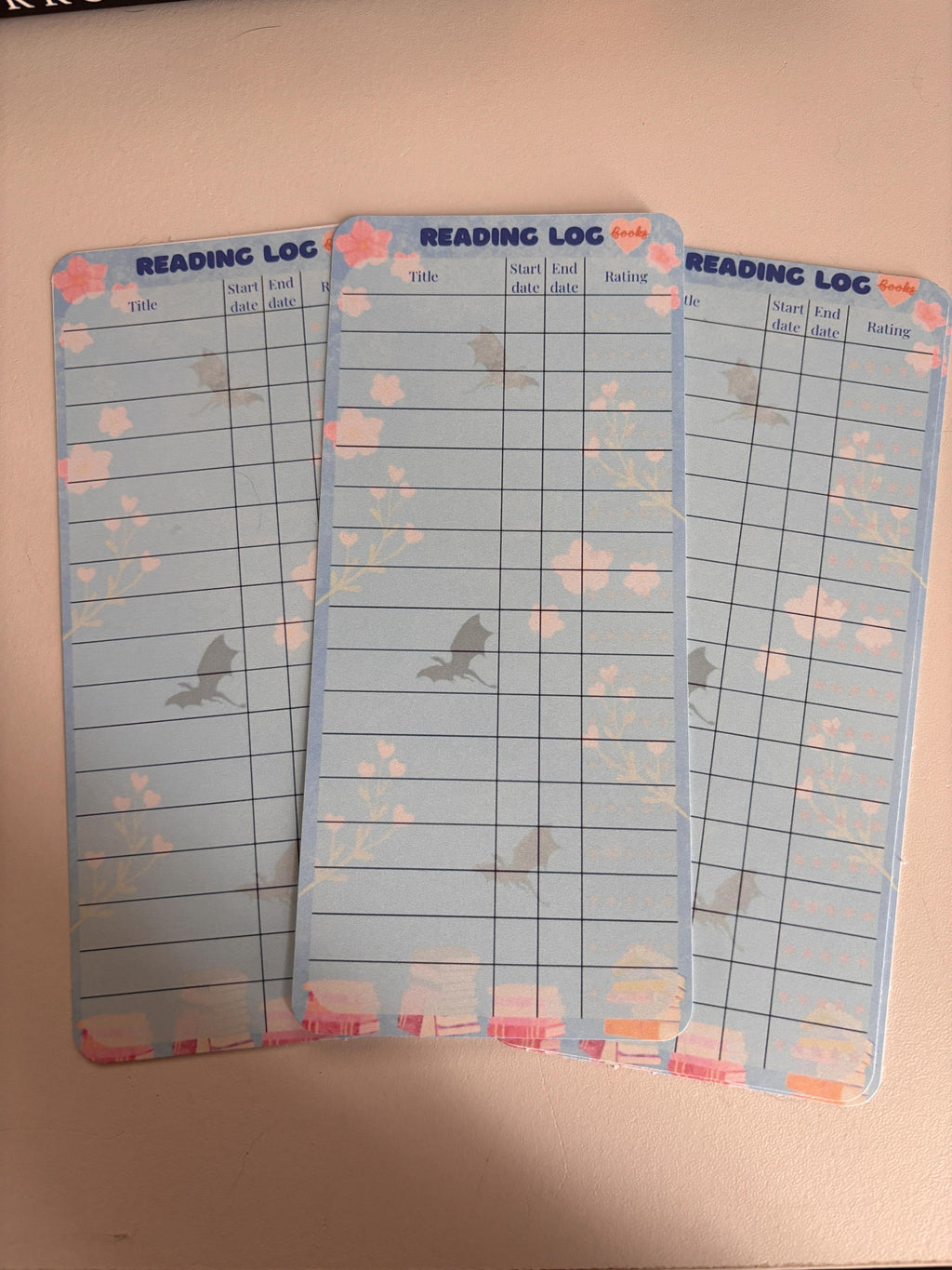 Reading Log Book Tracker: New Colors! Cardstock Pages
