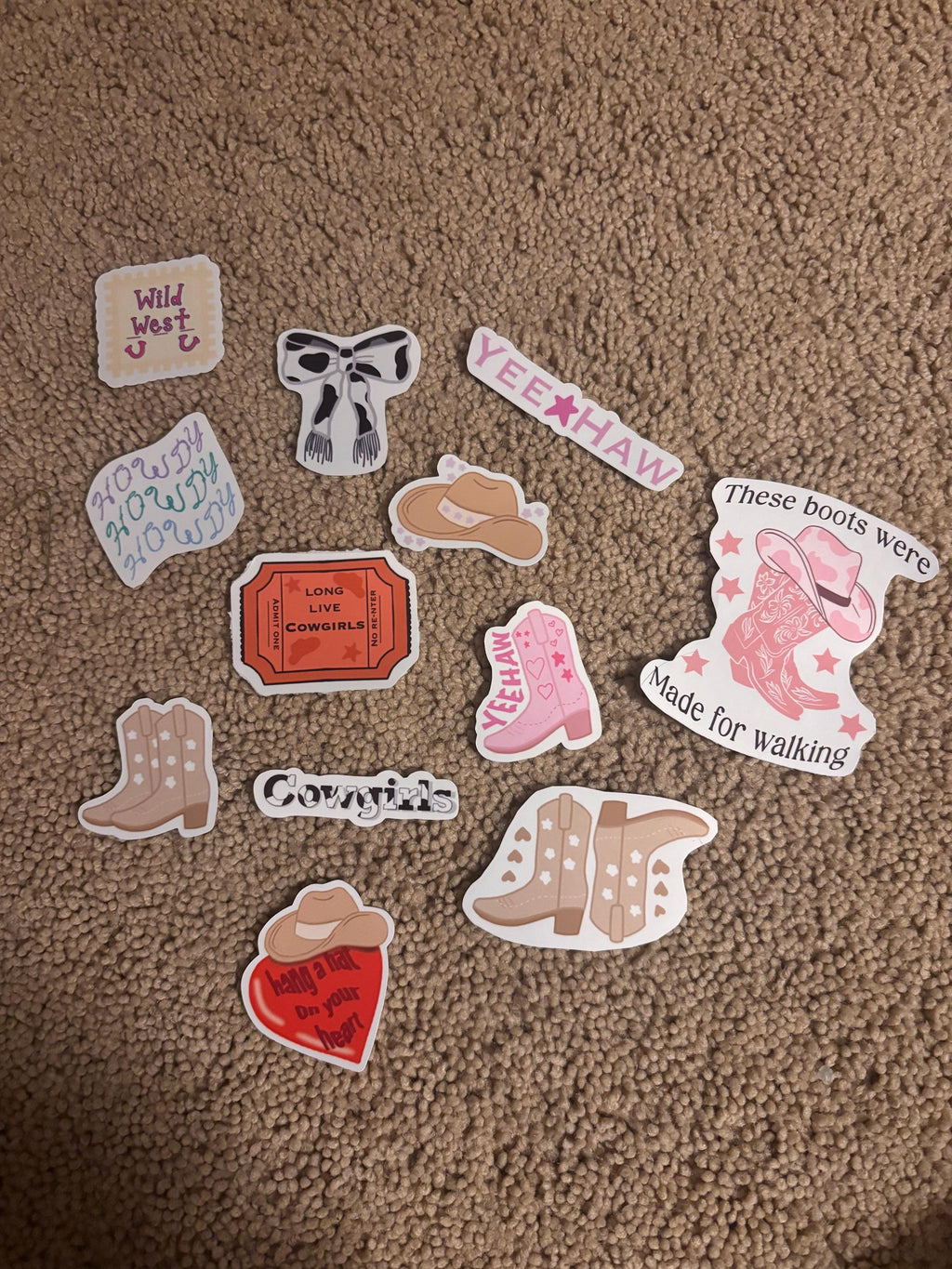 Cowgirl Vinyl Sticker Set – Wild West, Yeehaw, Boots & Hats | Country Gift with FREE Sticker