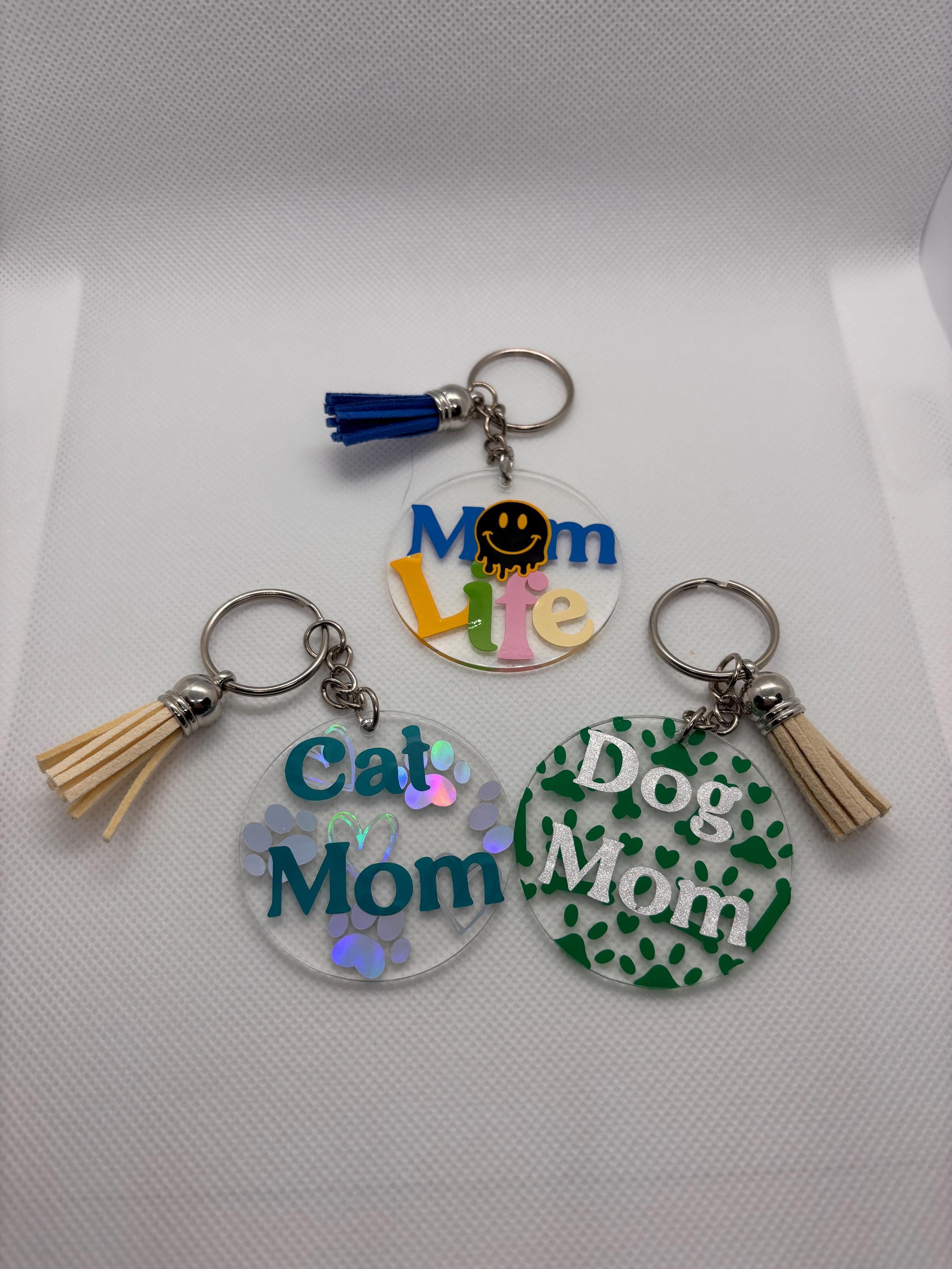 Vinyl Design Keychain with Tassel – 12 Designs to Choose From | Cute Gift