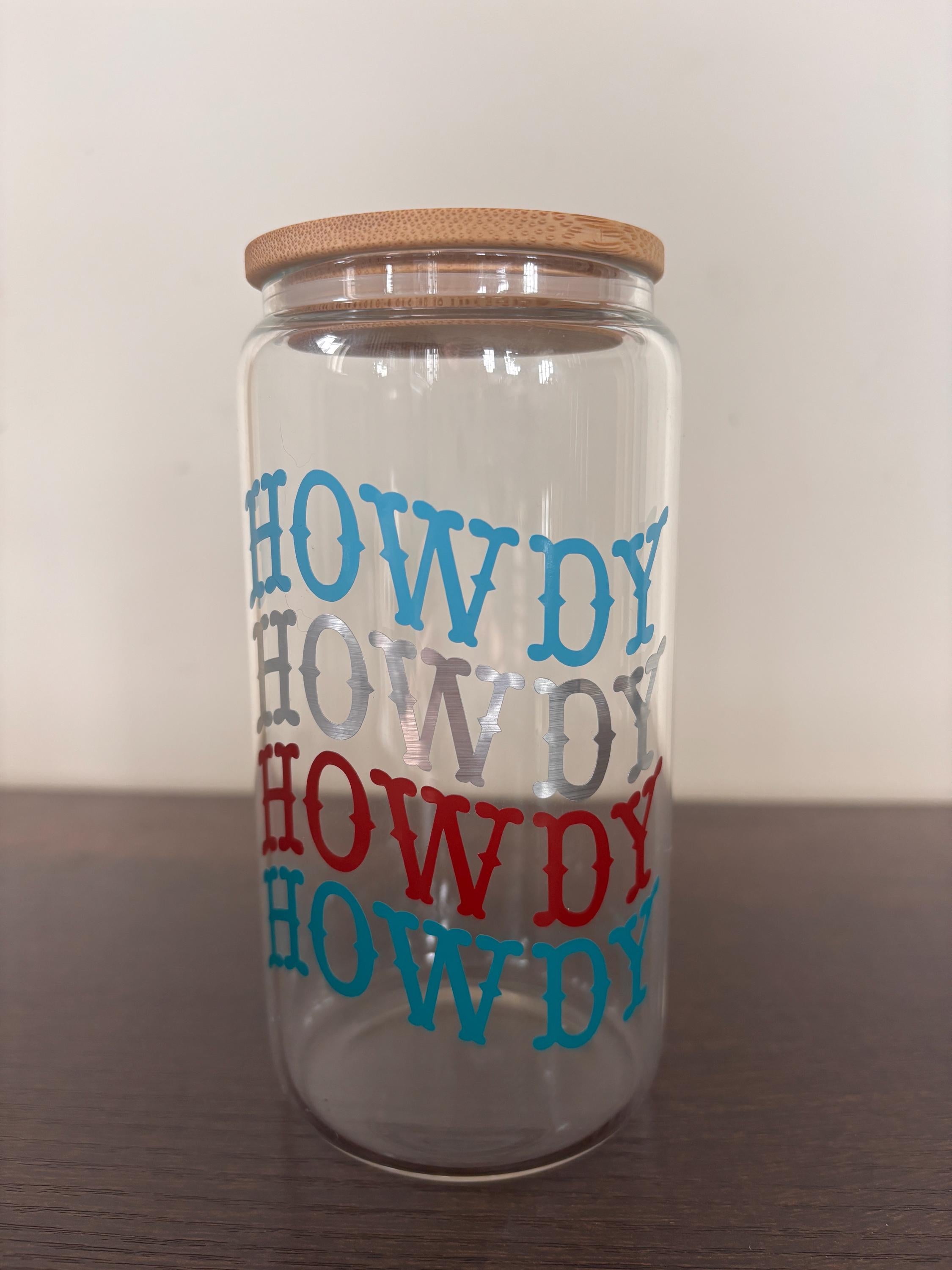 Howdy 16oz Glass or Plastic Tumbler with Bamboo Lid and Straw – Western Country Gift
