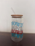 Howdy 16oz Glass or Plastic Tumbler with Bamboo Lid and Straw – Western Country Gift