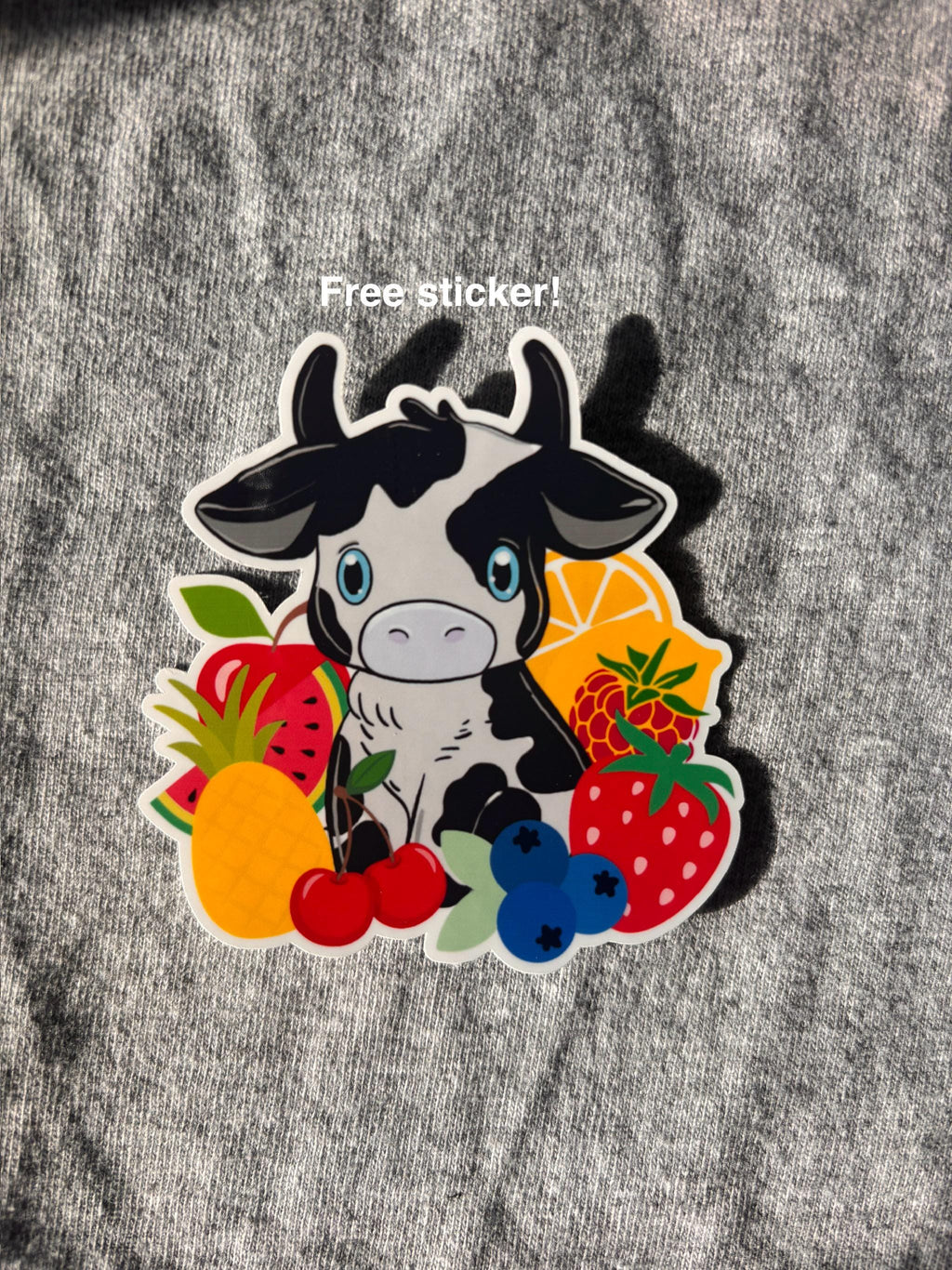 Fruit Cow Vinyl Sticker Set – Cute Kawaii Cow Stickers with FREE Bonus Sticker