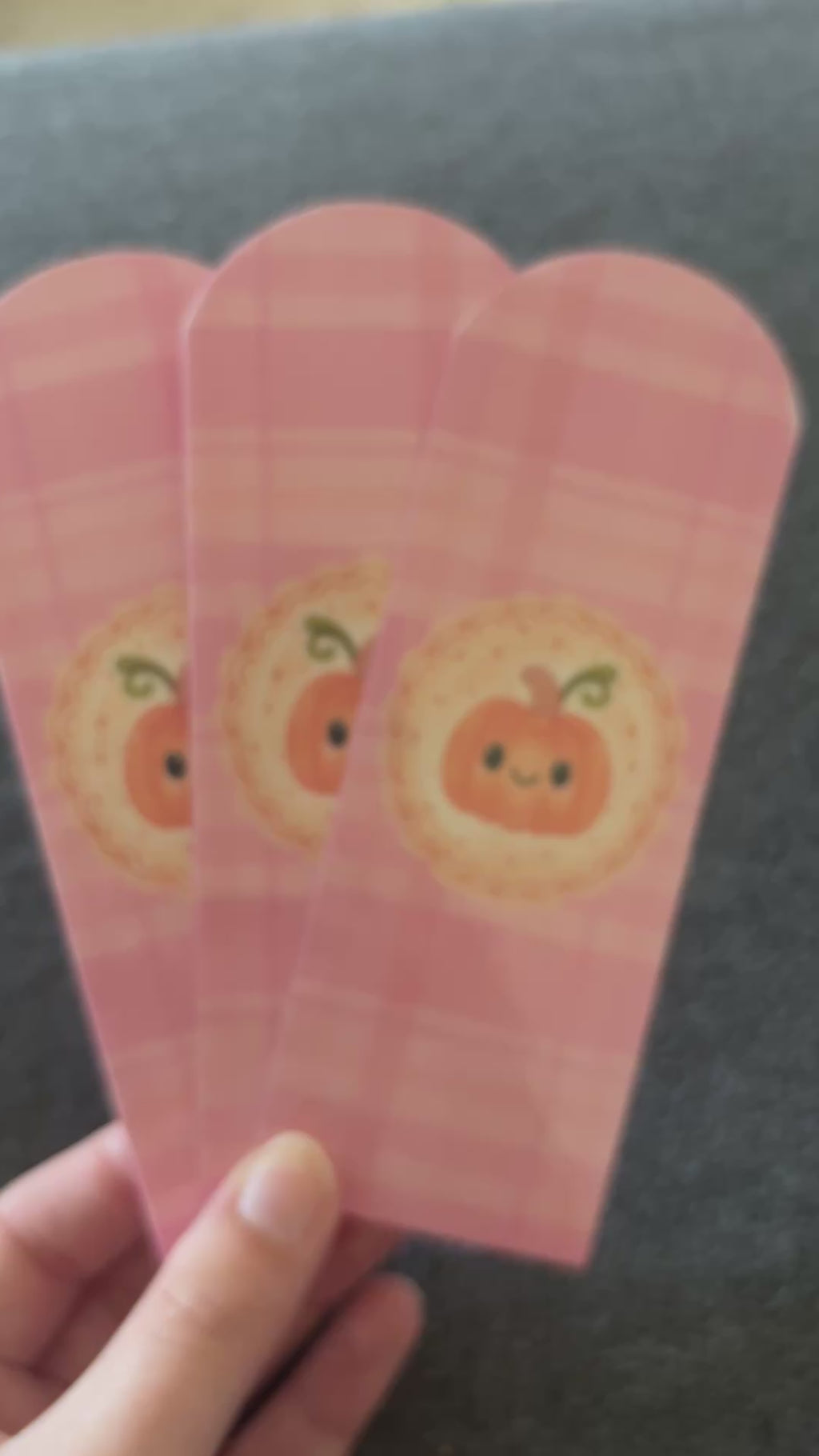Plaid and pumpkin bookmark