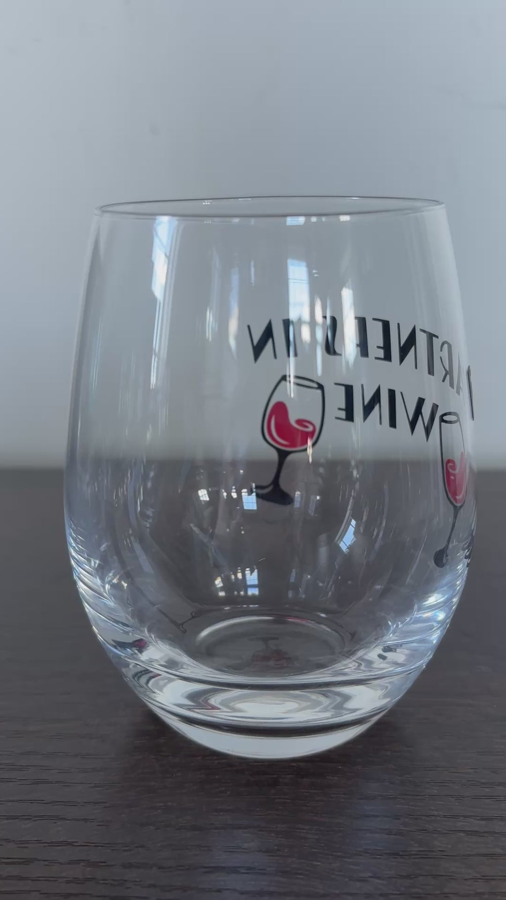 Partners in wine stemless wine glass