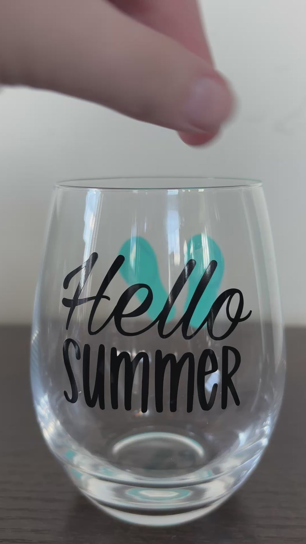 Hello summer stemless wine glass